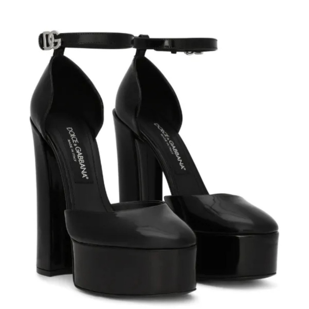 Dolce & Gabbana Glossy Black Platform Shoes